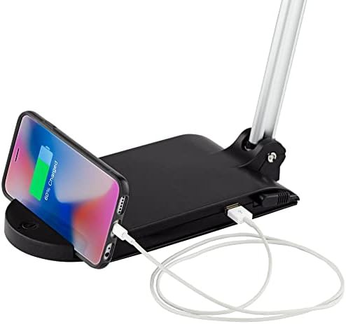 Flynn silver LED desk lamp with phone cradle — photo 5