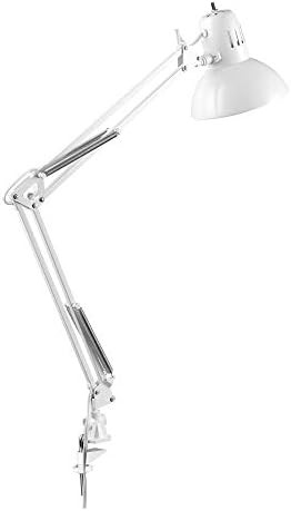 White nickel swing arm clamp desk lamp 31.5 in