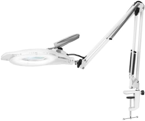 Dimmable clamp on magnifying glass lamp