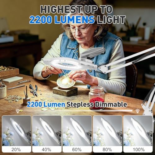 Dimmable clamp on magnifying glass lamp — photo 4