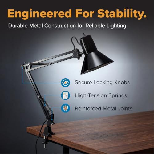 Black Swing Arm LED Clamp Lamp — photo 3