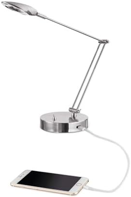 Brushed Nickel Task Lamp with USB
