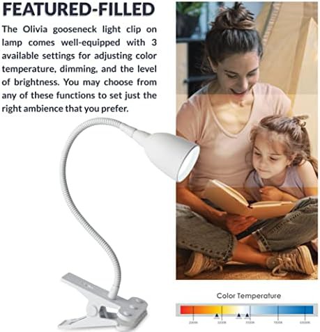 Olivia Dimmable White Clamp Desk Lamp — photo 5