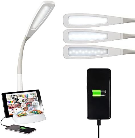 White Gooseneck LED Lamp with Stand