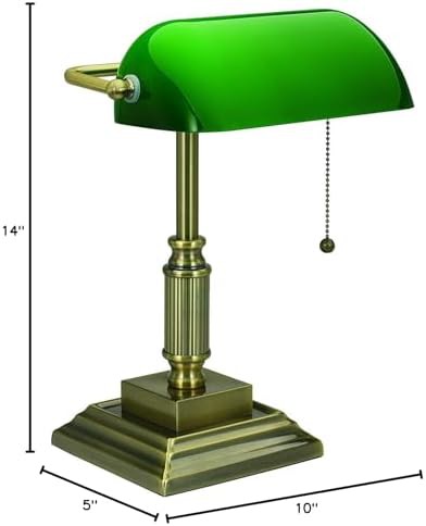 Bronze Banker Lamp with Green Shade — photo 3