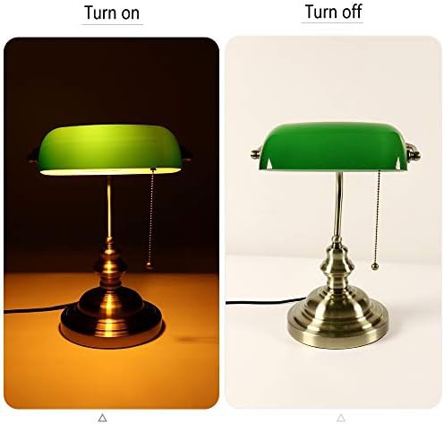 Weighted base green glass bankers lamp — photo 4