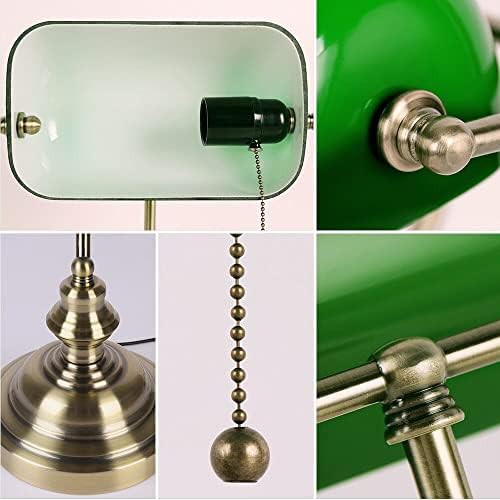 Weighted base green glass bankers lamp — photo 5