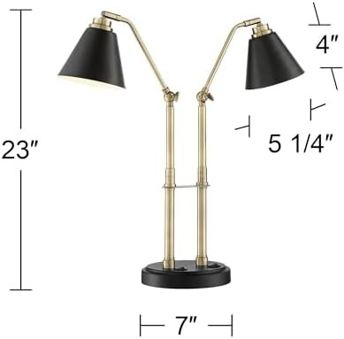 Sentry antique brass dual head desk lamp — photo 4