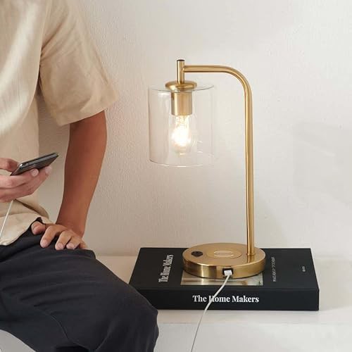 Vintage Brass Desk Lamp with Wireless Charging Pad — photo 4