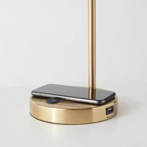 Vintage Brass Desk Lamp with Wireless Charging Pad — photo 5