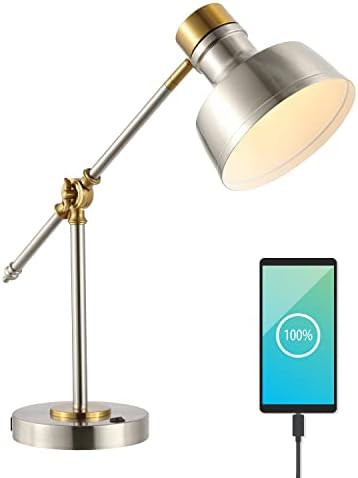 Allegra metal task desk lamp with USB