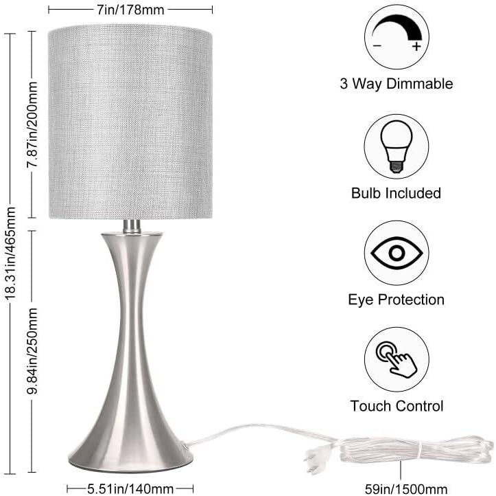 Touch Control Metal Lamp with Grey Shade — photo 4