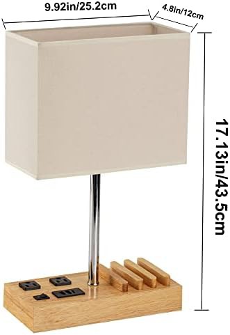 Wooden Base Table Lamp with Linen Shade — photo 5