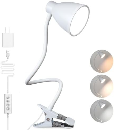 White Clamp Lamp with Bedside Dimmer