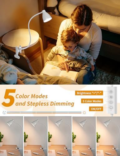 White Clamp Lamp with Bedside Dimmer — photo 3