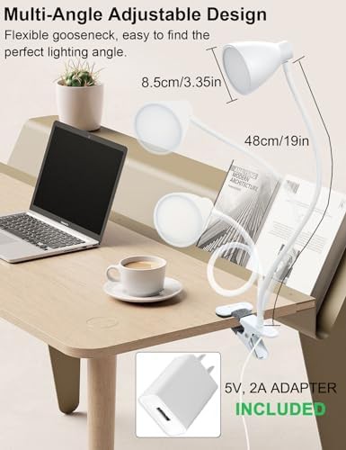 White Clamp Lamp with Bedside Dimmer — photo 5