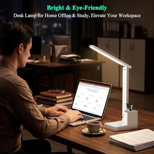 White LED Desk Lamp with Pen Holder — photo 3