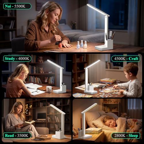 White LED Desk Lamp with Pen Holder — photo 4