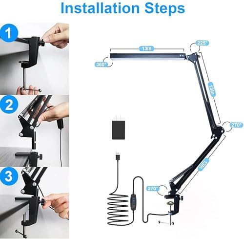 Adjustable Swing Arm Lamp with Clamp — photo 5