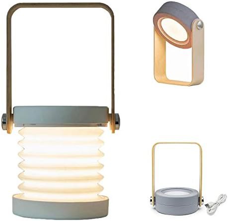 Grey retractable lantern with wood handle