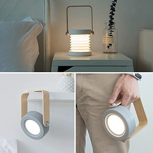 Grey retractable lantern with wood handle — photo 3