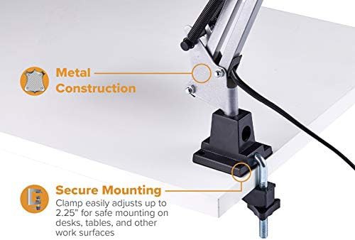 White Swing Arm Desk Lamp with Clamp Mount — photo 4