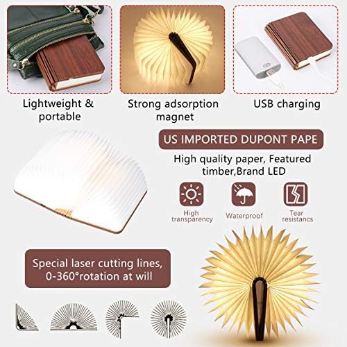 Mini wooden folding book light rechargeable — photo 5