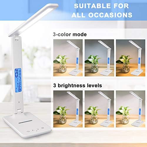 Weighted base desk lamp with digital clock — photo 3