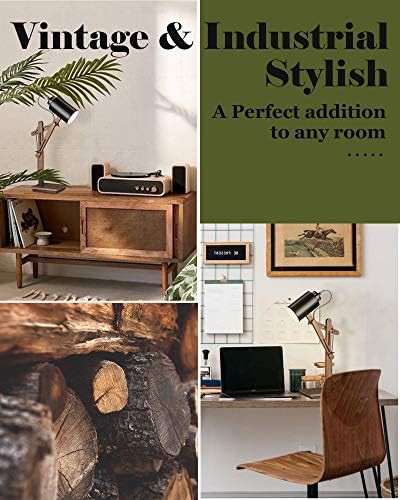 Black Swing Arm Sapele Wood Task Lamp — photo 4