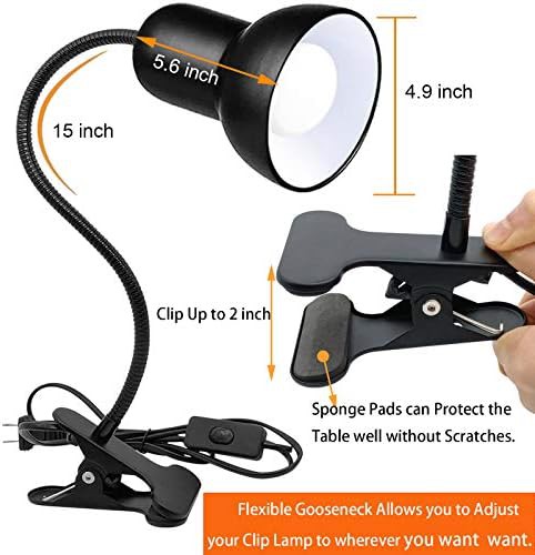 Black Metal Clip On Gooseneck Reading Light — photo 5