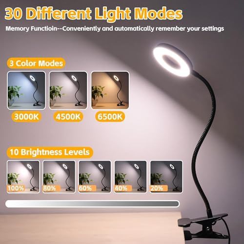 Black clip-on gooseneck LED desk lamp — photo 5