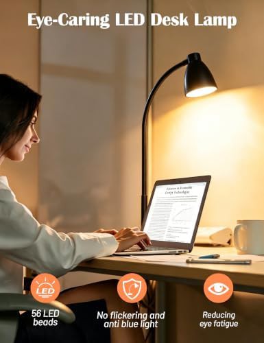 Black LED Desk Lamp with USB Charging Port — photo 3