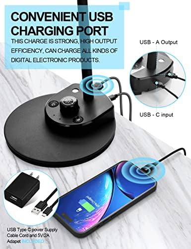 Black LED Desk Lamp with USB Charging Port — photo 4