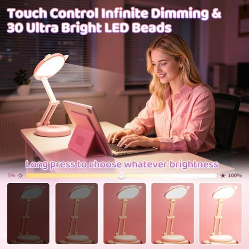 Pink Cat Shaped Rechargeable Dorm Lamp — photo 4