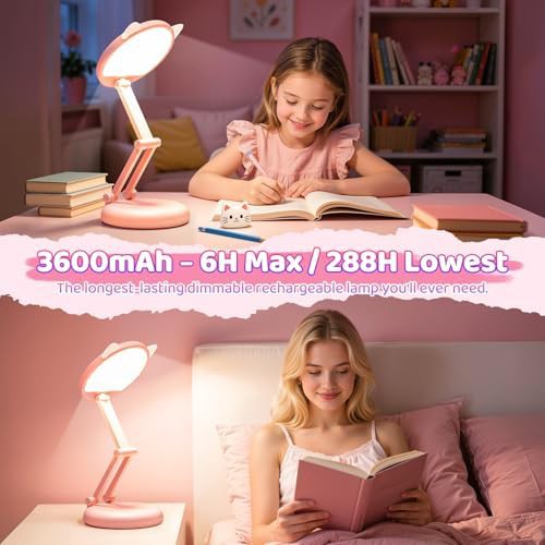 Pink Cat Shaped Rechargeable Dorm Lamp — photo 5