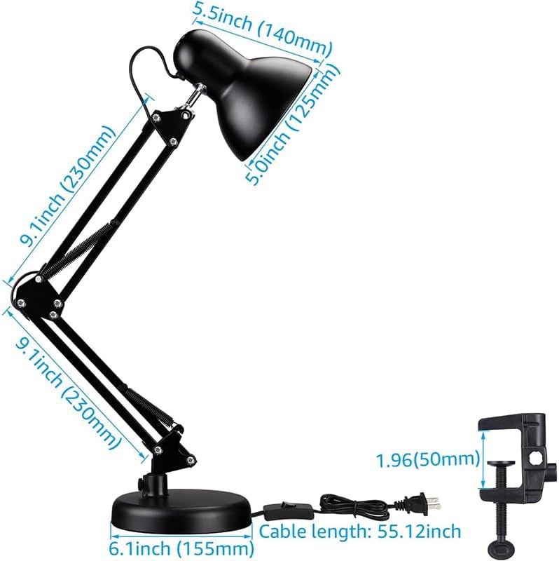 Black Swing Arm Architect Clamp Lamp — photo 5