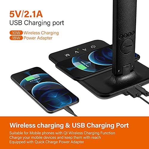 Black LED Desk Lamp with Wireless Charger — photo 3