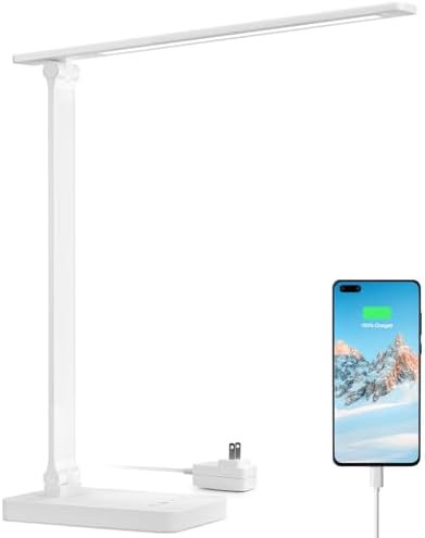White LED Desk Lamp with USB Port