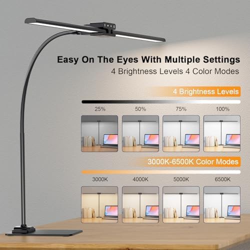 Double Head LED Desk Lamp with Weighted Base — photo 3