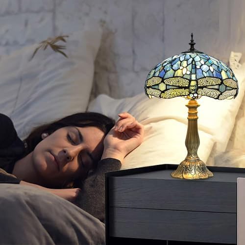 Blue Stained Glass Dragonfly Tiffany Lamp — photo 4