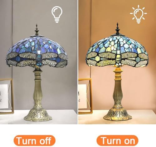 Blue Stained Glass Dragonfly Tiffany Lamp — photo 5