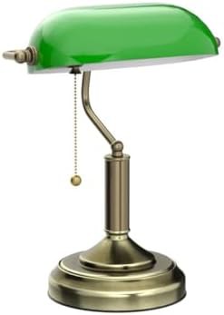 Green Glass Vintage Bankers Desk Lamp — photo 4