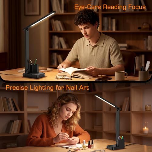 Black LED Desk Lamp with Weighted Base — photo 3