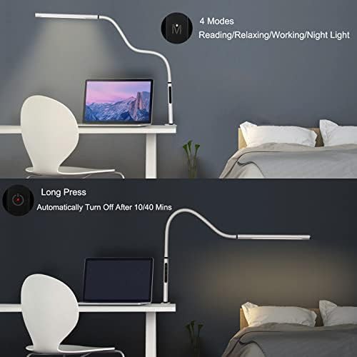 White Gooseneck Desk Lamp with Clamp 12W — photo 5