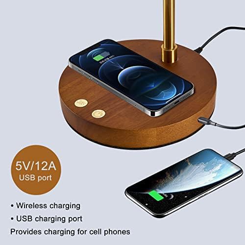 Wood Grain LED Lamp with Wireless Charger — photo 3