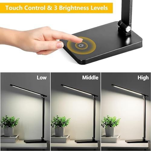 Black Dimmable Desk Light with USB Port — photo 3