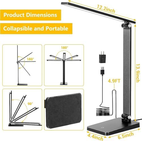Black Dimmable Desk Light with USB Port — photo 4