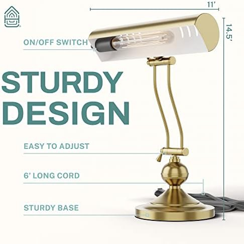 Brushed brass classic banker piano lamp — photo 4