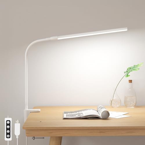 Small White LED Reading Lamp with Clamp