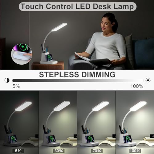 White LED Desk Lamp with Wireless Charger — photo 4
